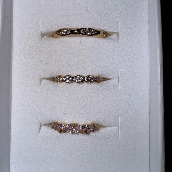 Gold Plated Rose Quartz Cubic Zirconia Rings - Picture 2 of 2